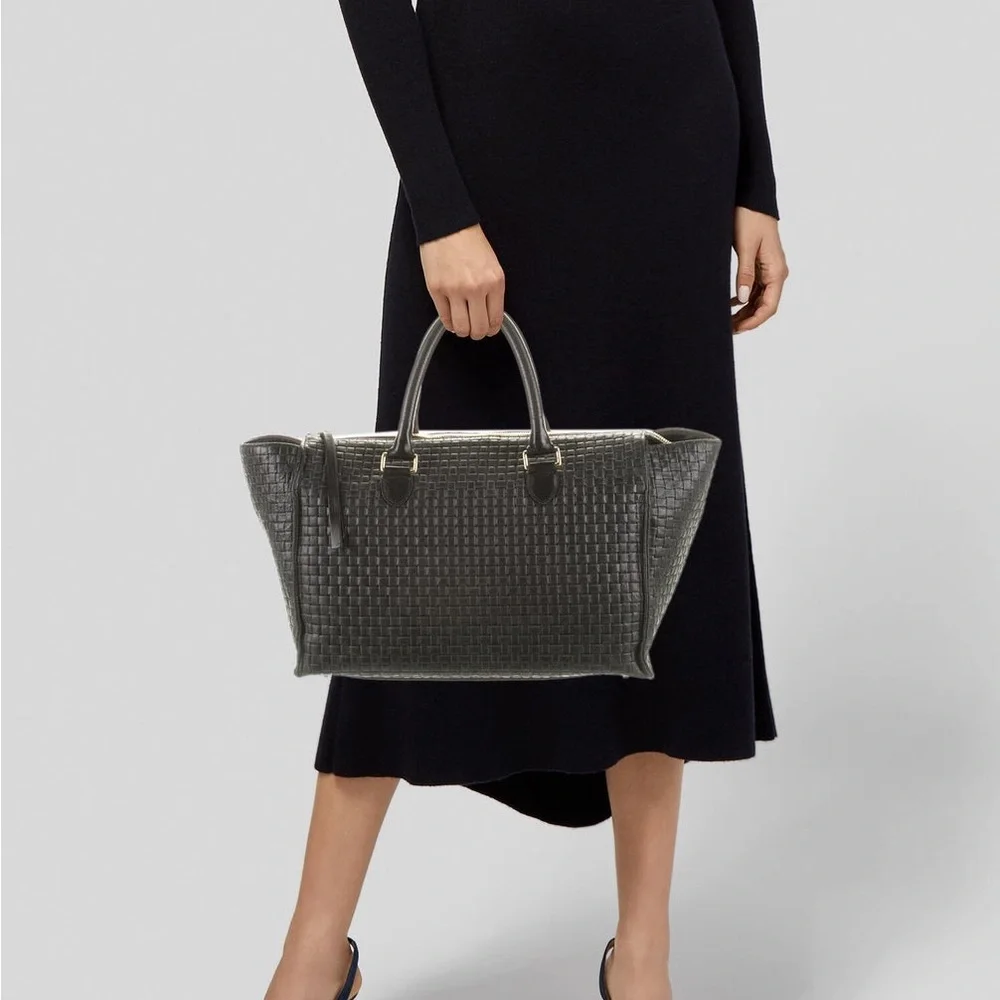 Clare V Black Woven Leather Tote - Picture 2 of 12